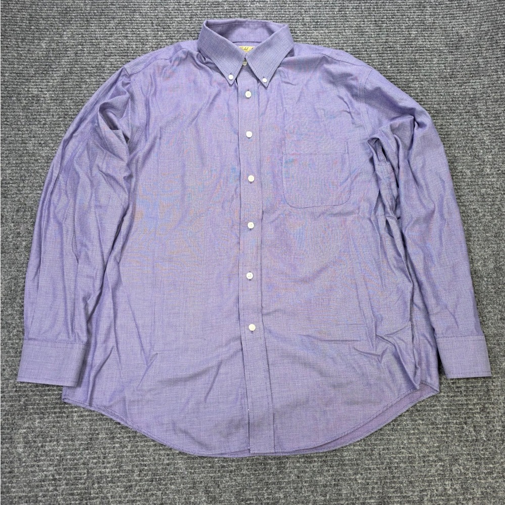 Roundtree & Yorke Gold Label Non-Iron Button Down Shirt Men's Size L Purple‎